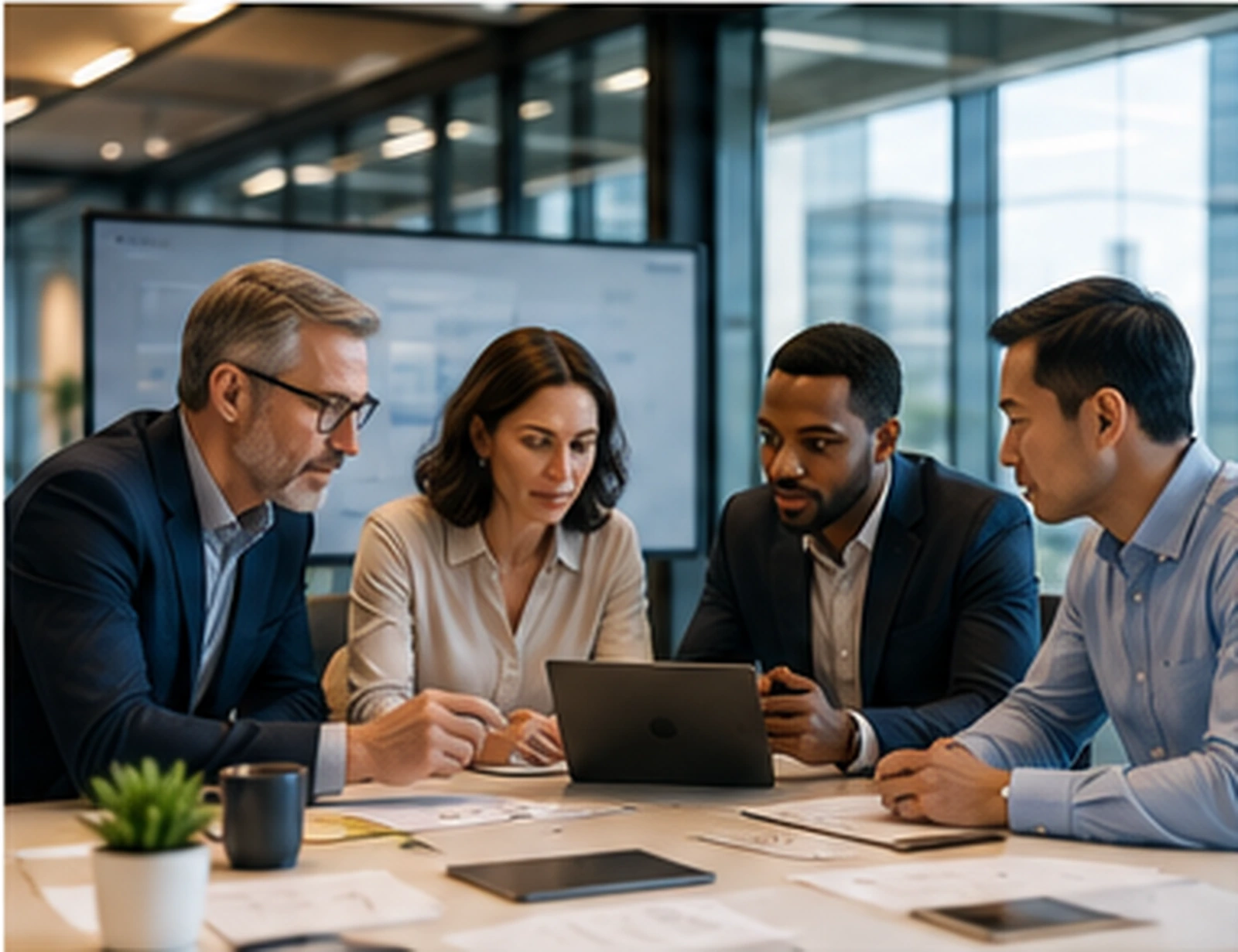 Business leaders reviewing AI readiness and strategy planning