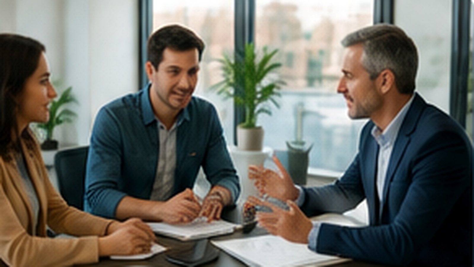 Business professional making a warm introduction between a decision-maker and a technology adviser