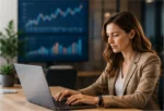 Business professional reviewing AI usage, governance and opportunities for continuous improvement.